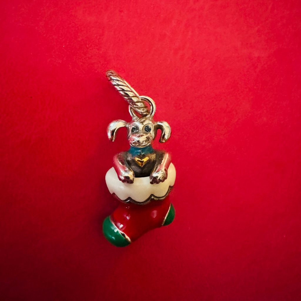 Brighton Festive Dog In Stocking Charm 30$